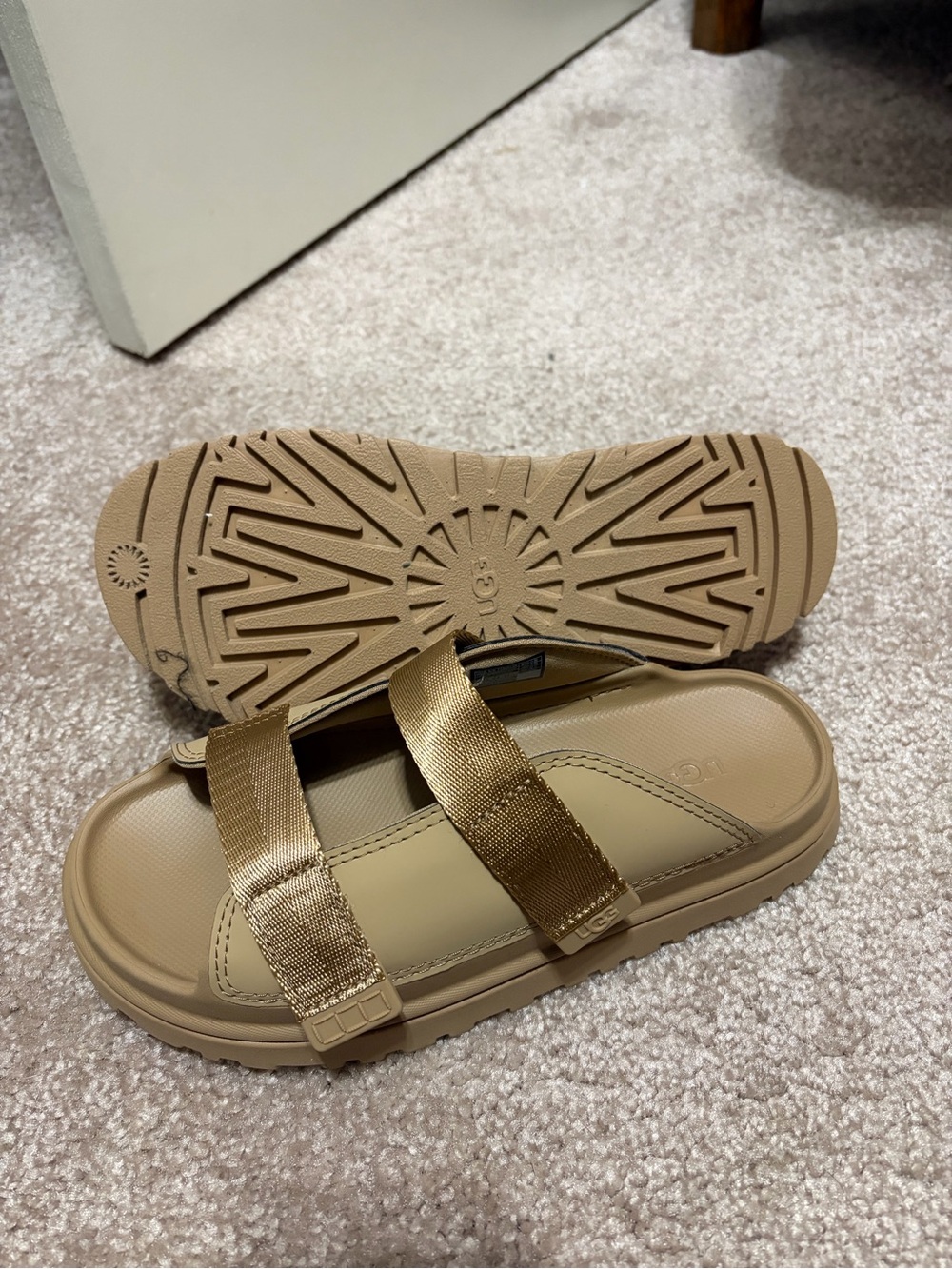 UGG Kids' Chestnut Slide Sandals with Gold Straps - Picture 2 of 3